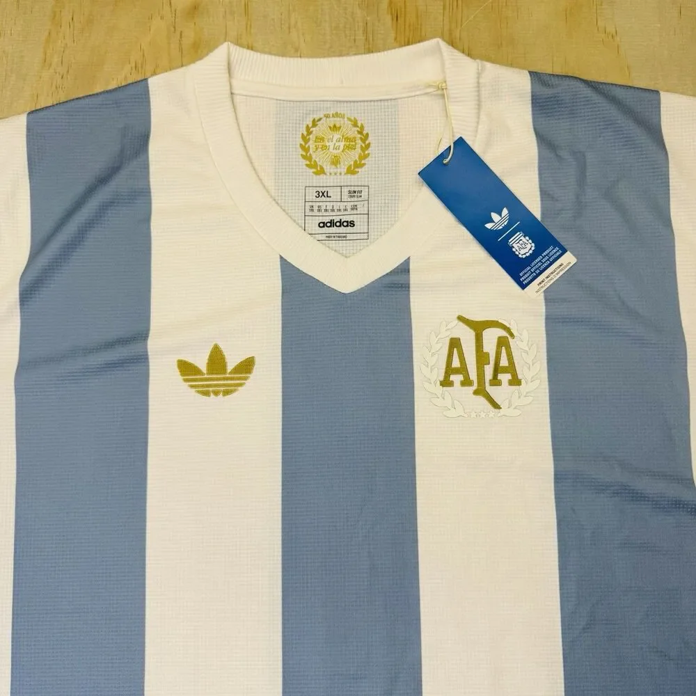 NEW YOUTH Argentina Adidas 50th Anniversary Aeroready Soccer Jersey LG